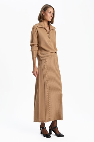 Jupe longue taille haute - Beige