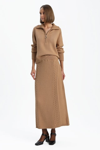 Jupe longue taille haute - Beige