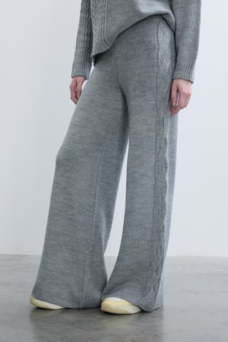 Pantalon wide legs - Gris chiné