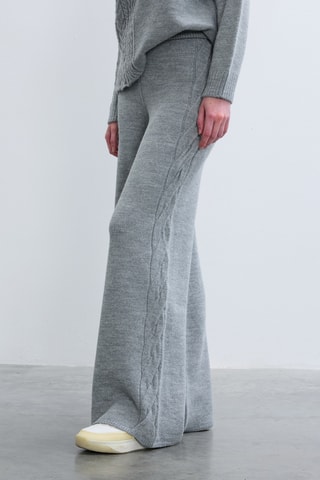 Pantalon wide legs - Gris chiné