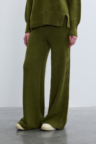 Pantalon wide legs - Vert olive