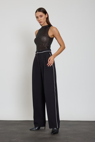 Pantalon wide legs taille haute - Noir