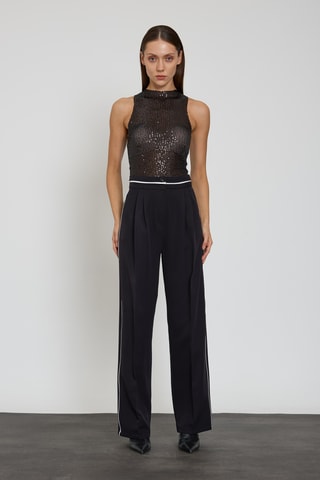 Pantalon wide legs taille haute - Noir