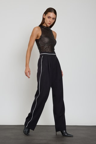 Pantalon wide legs taille haute - Noir