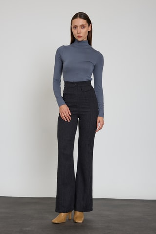 Pantalon wide legs taille haute - Noir