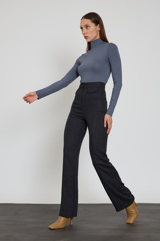 Pantalon wide legs taille haute - Noir