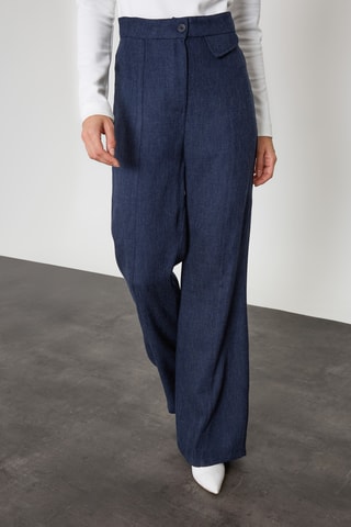 Pantalon wide legs taille haute - Bleu foncé