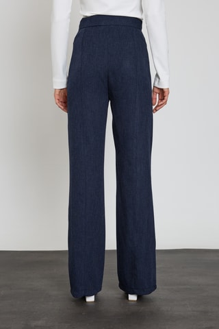 Pantalon wide legs taille haute - Bleu foncé