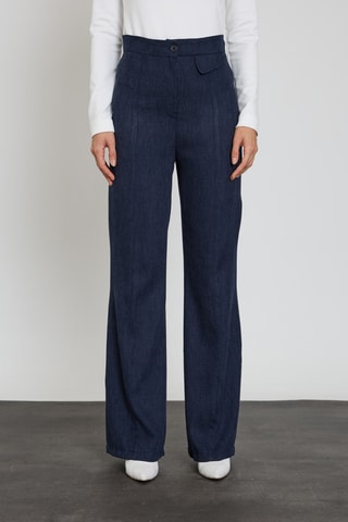 Pantalon wide legs taille haute - Bleu foncé