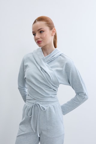 Top à capuche - Bleu clair chiné