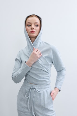 Top à capuche - Bleu clair chiné