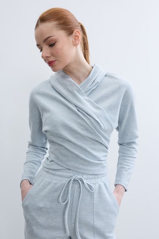 Top à capuche - Bleu clair chiné