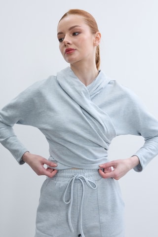 Top à capuche - Bleu clair chiné