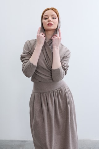 Top à capuche - Taupe chiné