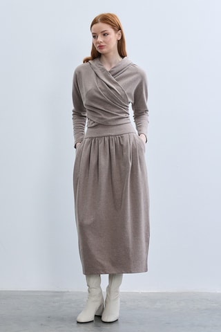 Top à capuche - Taupe chiné