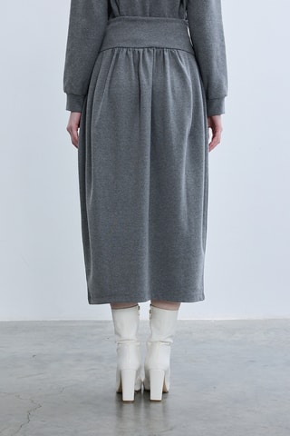 Jupe midi taille haute - Anthracite