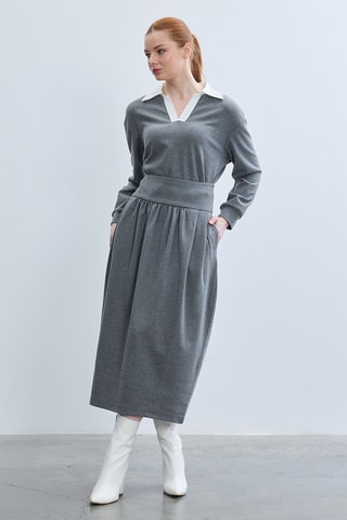 Jupe midi taille haute - Anthracite