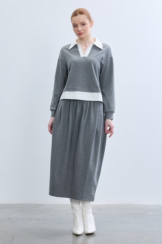 Jupe midi taille haute - Anthracite