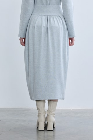 Jupe midi taille haute - Bleu clair chiné