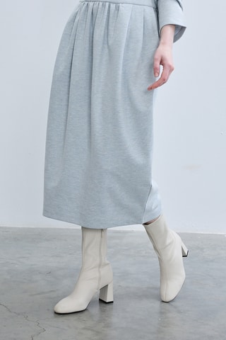 Jupe midi taille haute - Bleu clair chiné