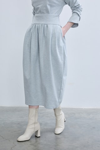 Jupe midi taille haute - Bleu clair chiné