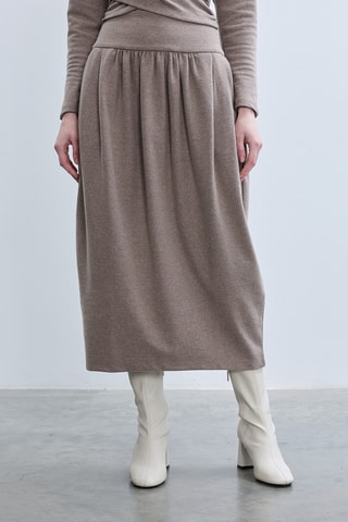 Jupe midi taille haute - Taupe
