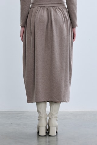 Jupe midi taille haute - Taupe