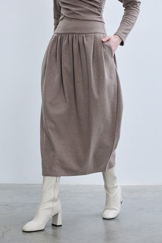 Jupe midi taille haute - Taupe