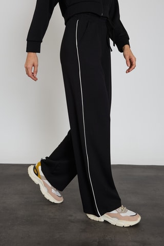Sweat court et pantalon wide legs taille haute - Noir