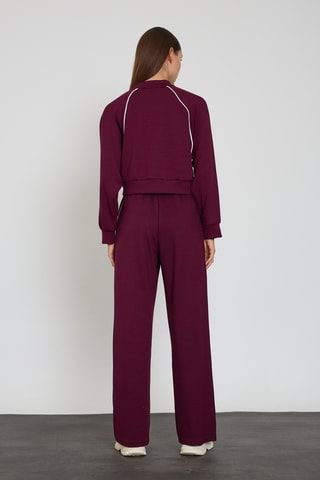 Sweat court et pantalon wide legs taille haute - Bordeaux