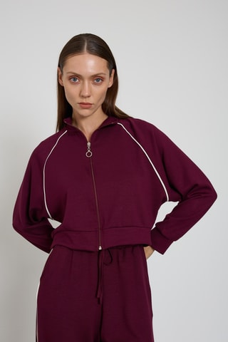 Sweat court et pantalon wide legs taille haute - Bordeaux