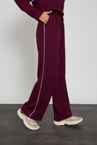Sweat court et pantalon wide legs taille haute - Bordeaux