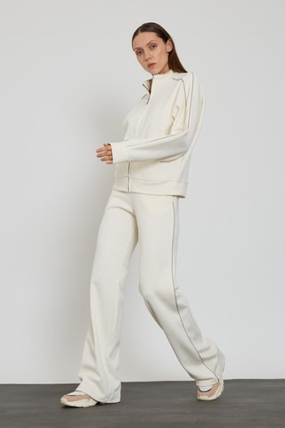 Sweat et pantalon wide legs taille haute - Ecru