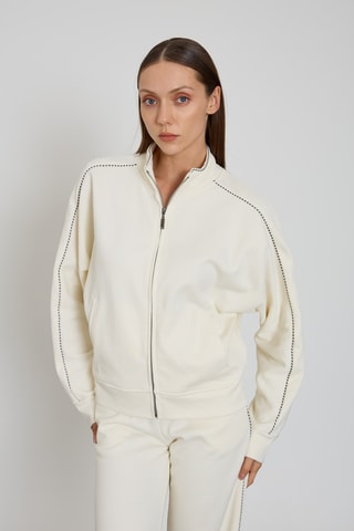 Sweat et pantalon wide legs taille haute - Ecru