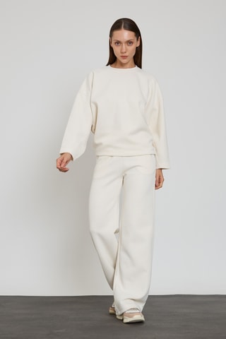Sweat et pantalon wide legs - Ecru