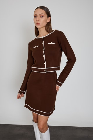 Gilet et jupe droite - Marron