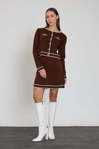 Gilet et jupe droite - Marron