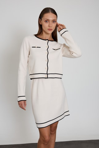 Gilet et jupe droite - Ecru