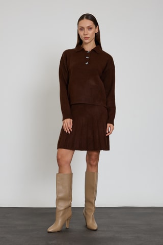 Pull et jupe plissée - Marron
