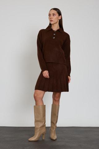 Pull et jupe plissée - Marron
