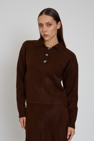 Pull et jupe plissée - Marron