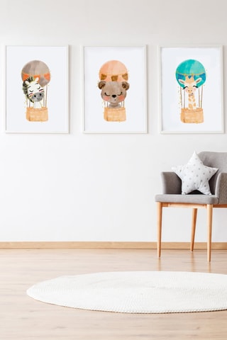 3 quadri - 33 x 43 x 2 cm - Multicolore