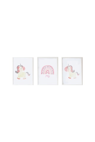 3 quadri - 33 x 43 x 2 cm - Bianco e rosa
