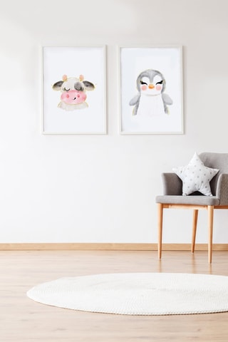 2 quadri - 33 x 43 x 2 cm - Bianco e grigio