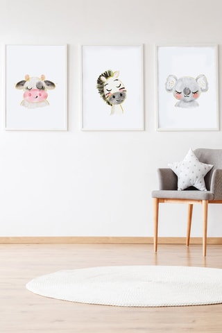 3 quadri - 33 x 43 x 2 cm - Bianco e grigio