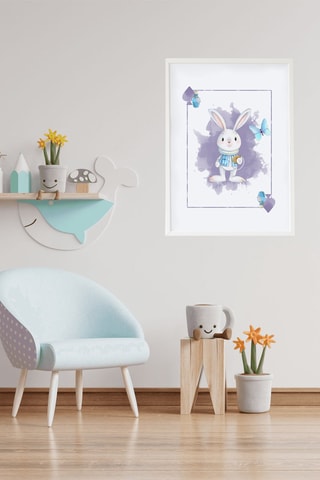 Quadro Alice nel Paese delle Meraviglie - 33 x 43 x 2 cm - Bianco e viola