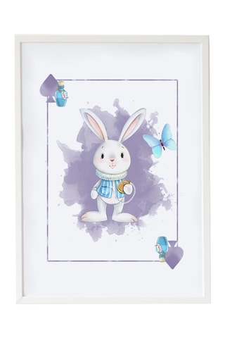 Quadro Alice nel Paese delle Meraviglie - 33 x 43 x 2 cm - Bianco e viola
