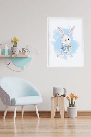 Quadro Alice nel Paese delle Meraviglie - 33 x 43 x 2 cm - Bianco e blu