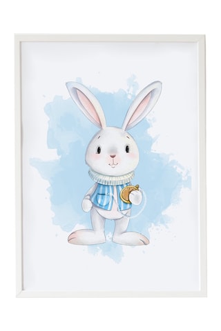 Quadro Alice nel Paese delle Meraviglie - 33 x 43 x 2 cm - Bianco e blu