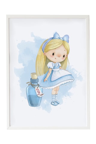 Quadro Alice nel Paese delle Meraviglie - 33 x 43 x 2 cm - Blu e giallo